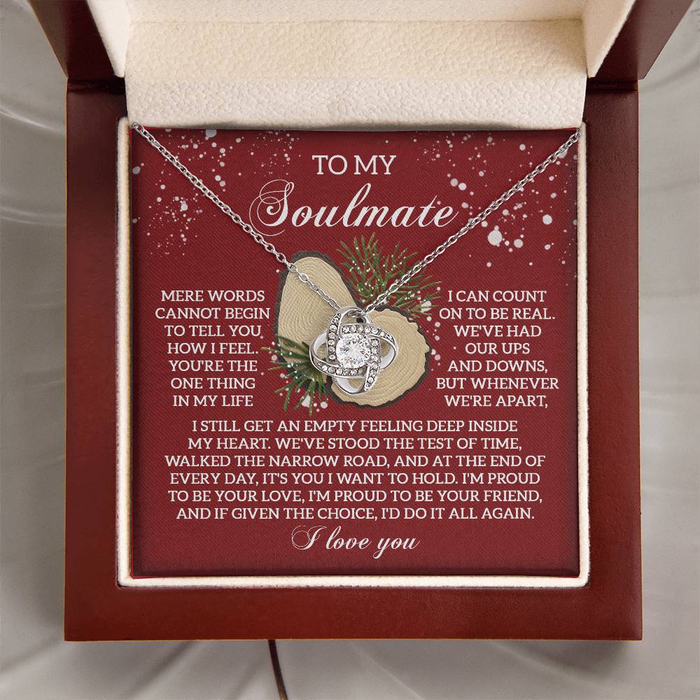 To My Soulmate Gift, Love Knot Necklace , Christmas Gift