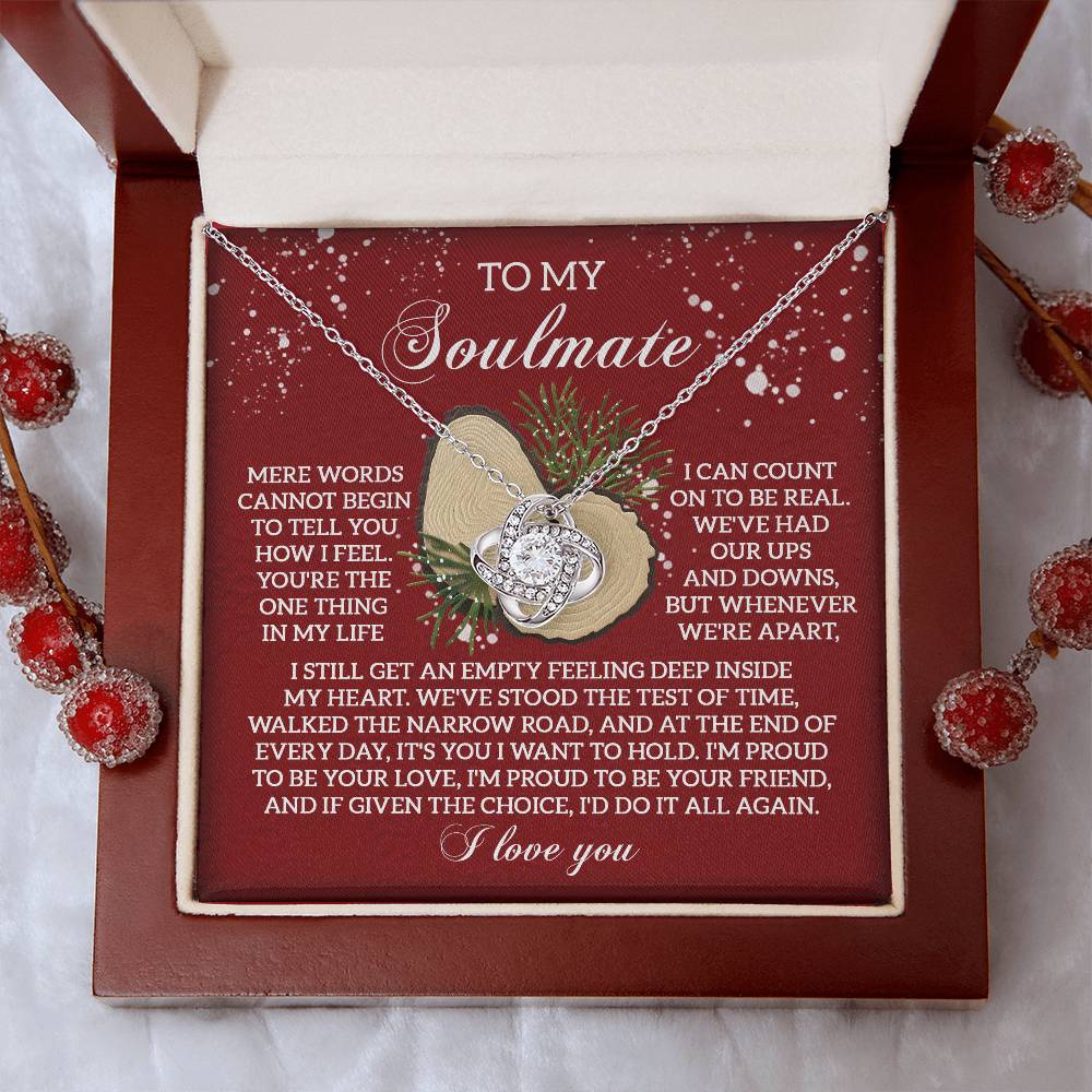 To My Soulmate Gift, Love Knot Necklace , Christmas Gift