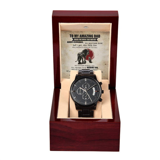 Black Chronograph Watch Gift for Dad, Gift For Father, Birthday Gift, Father's Day Gift