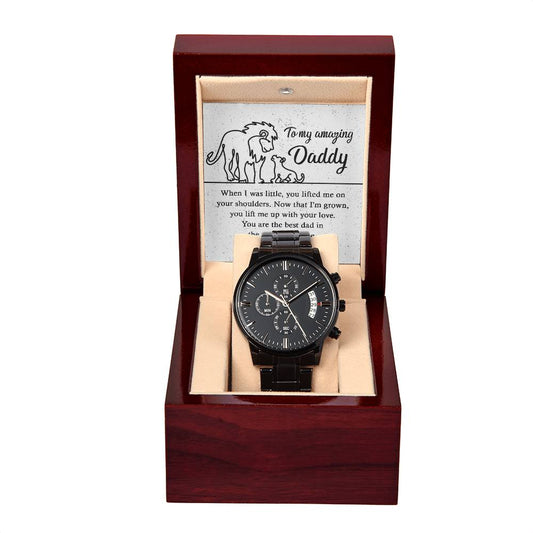 Black Chronograph Watch  gift for Dad, Gift  for Father, Birthday Gift, Father's Day Gift