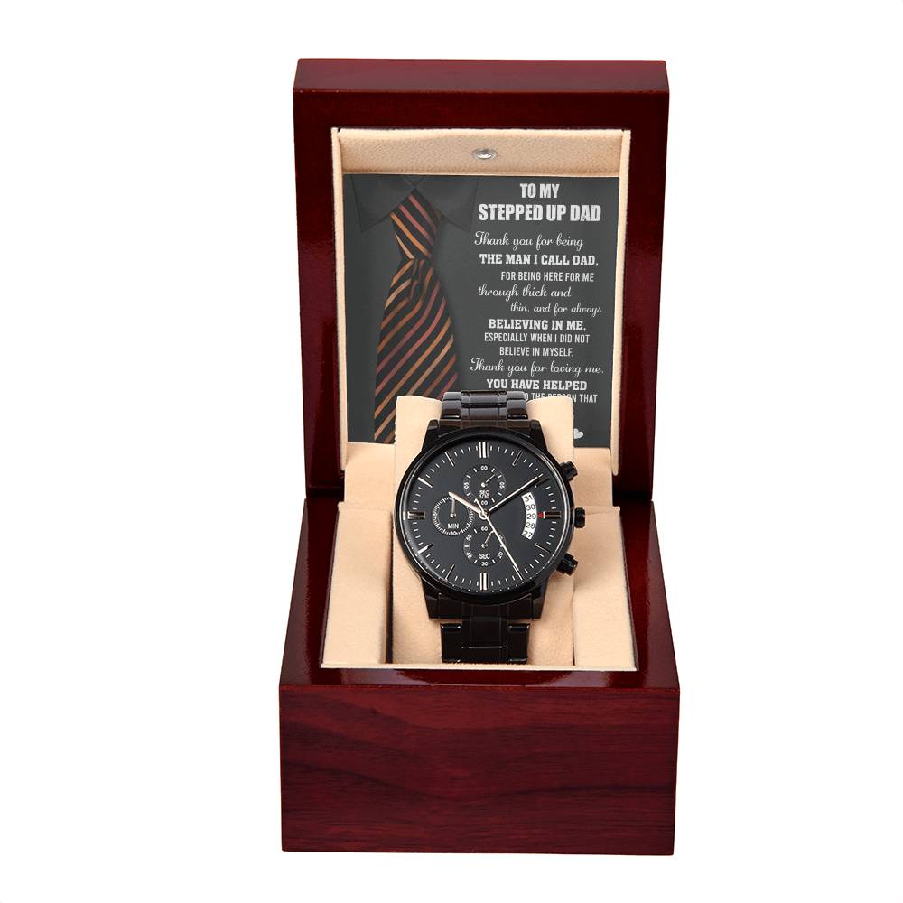 Black Chronograph Watch  Gift for Stepped Up Dad, Birthday Gift, Father's Day Gift