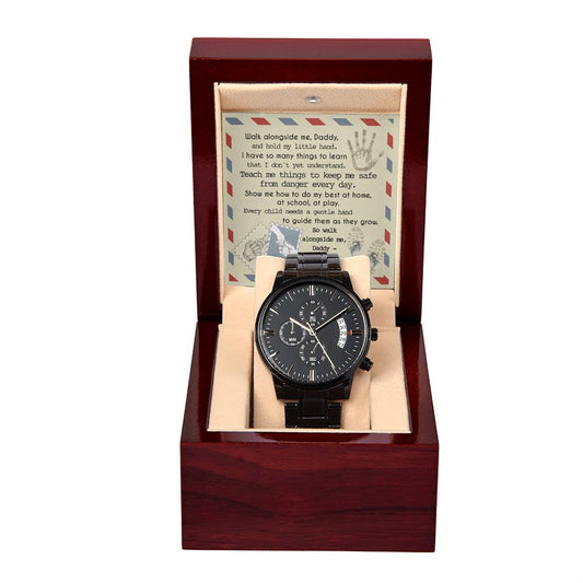 Black Chronograph Watch, Gift for Bonus Dad, Gift For Bonus Father, Gift For Birthday, Father's Day Gift