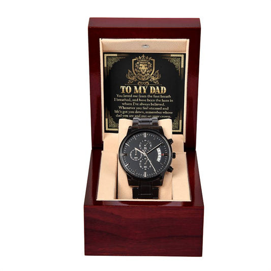 Black Chronograph Watch  gift for Dad, Gift  for Father, Birthday Gift, Father's Day Gift