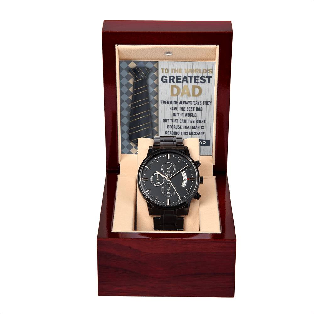 Black Chronograph Watch Gift For Dad. Gift for Father, Birthday Gift, Father's Day Gift