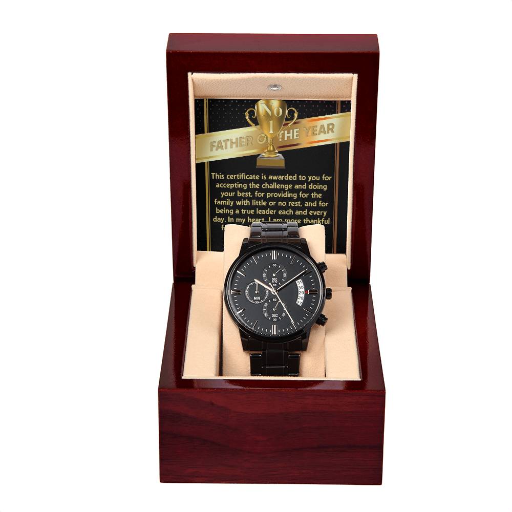 Black Chronograph Watch Gift for Father,  Gift for Dad, Father's Day Gift, Birthday Gift