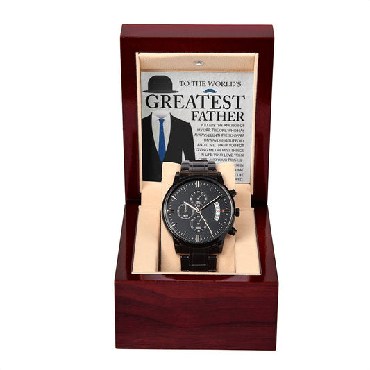 Black Chronograph Watch, Gift For Dad, Gift For Father, Birthday Gift, Father's Day Gift