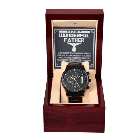 Black Chronograph Watch Gift for Father, Gift For Dad, Birthday Gift, Father's Day Gift