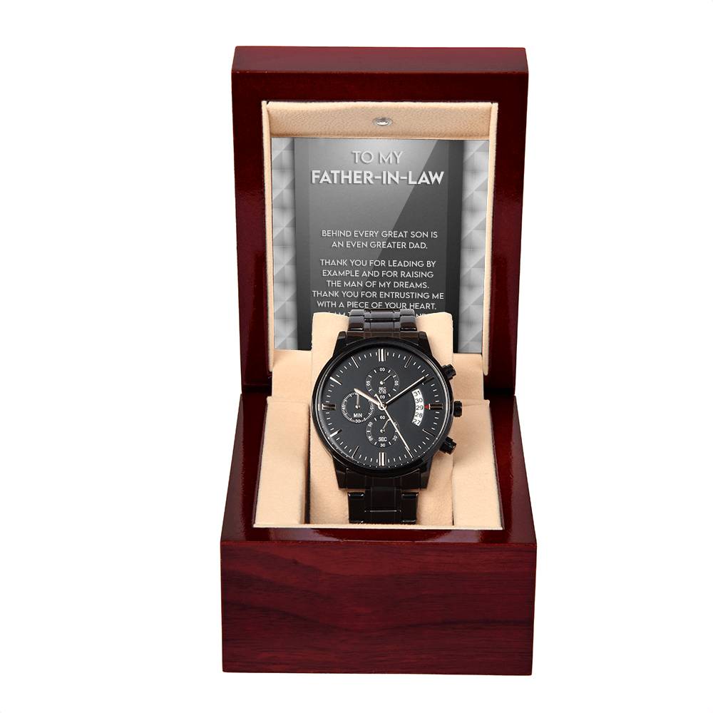 Black Chronograph Watch gift for Father In Law , Gift For Father's Day,