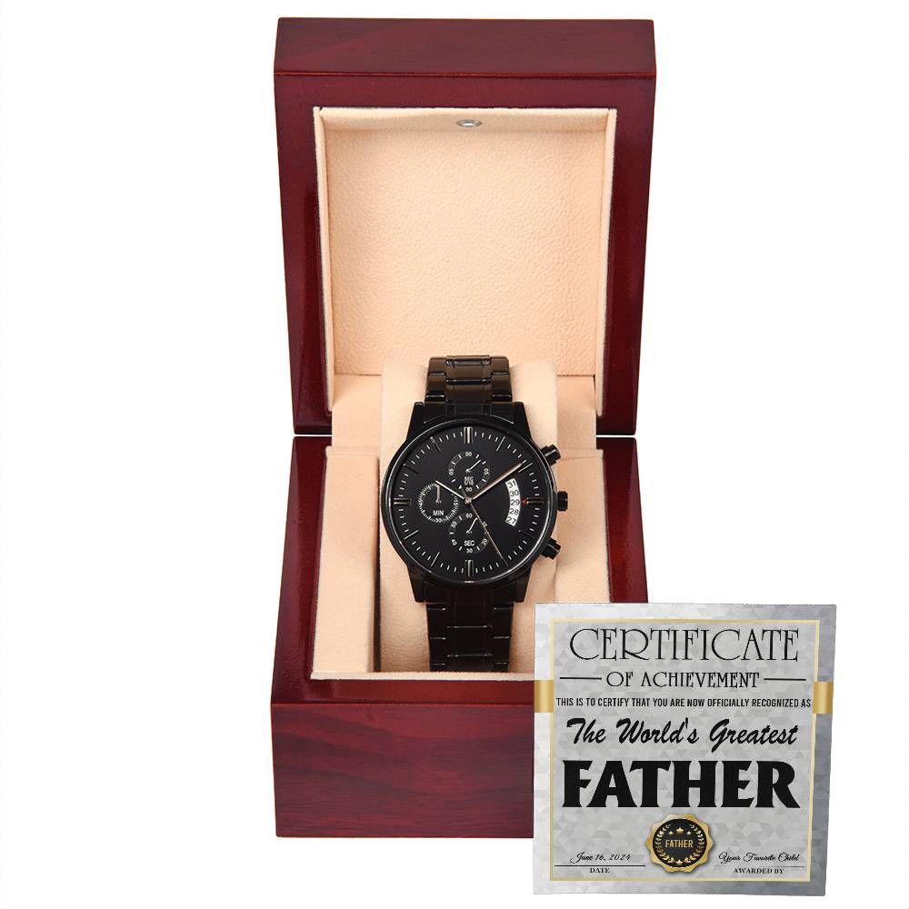 Black Chronograph Watch  Gift for Dad, Gift For Father, Father's Day Gift