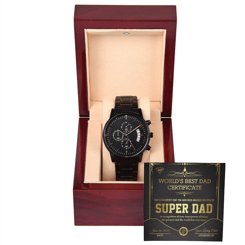 Black Chronograph Watch Gift For Dad, Gift For Father, Birthday Gift, Father's Day Gift