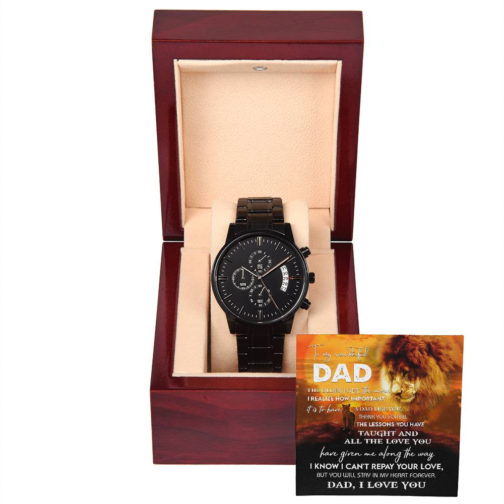 Black Chronograph Watch, Gift for Dad, Gift For Father, Father's Day Gift