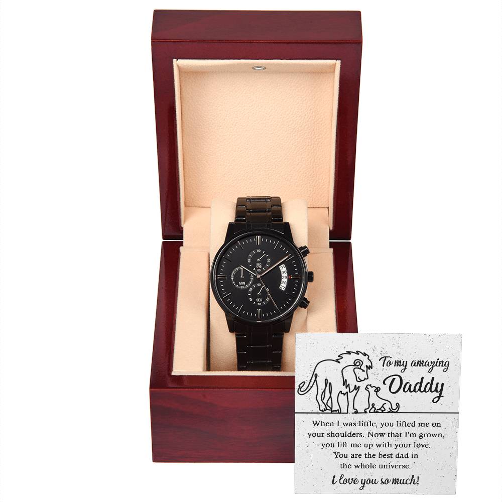 Black Chronograph Watch  gift for Dad, Gift  for Father, Birthday Gift, Father's Day Gift