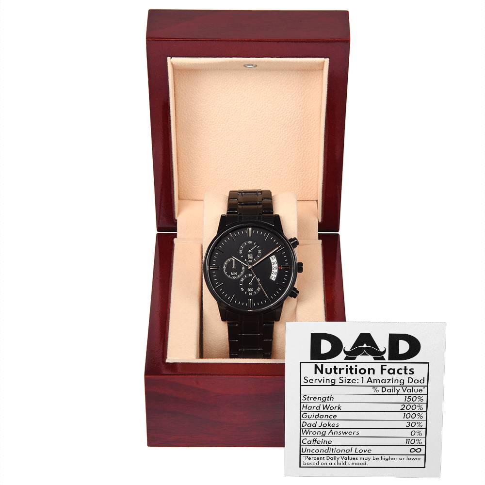 Black Chronograph Watch  gift for Dad, Gift  for Father, Birthday Gift, Father's Day Gift