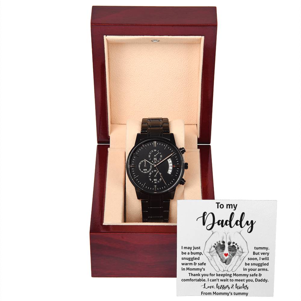 Black Chronograph Watch Gift For Daddy tobe, Gift for Father to be, Father's Day Gift