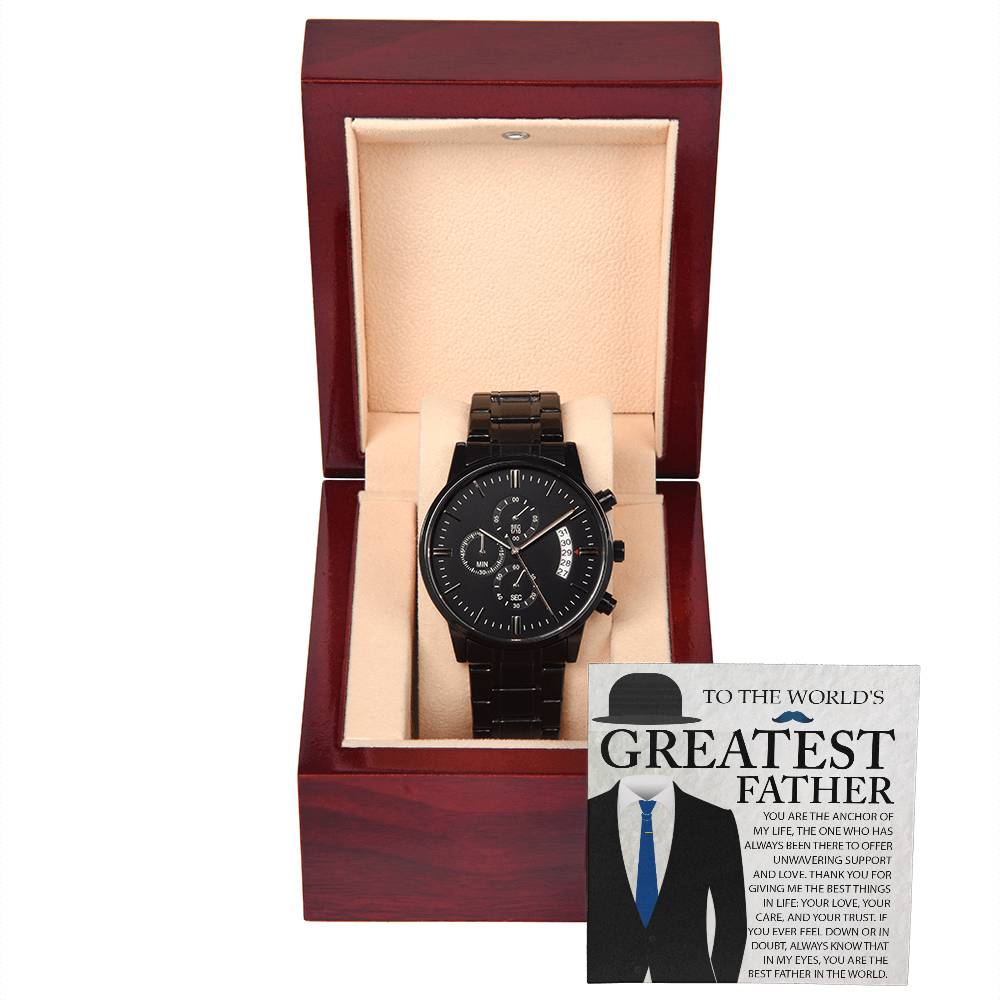 Black Chronograph Watch, Gift For Dad, Gift For Father, Birthday Gift, Father's Day Gift