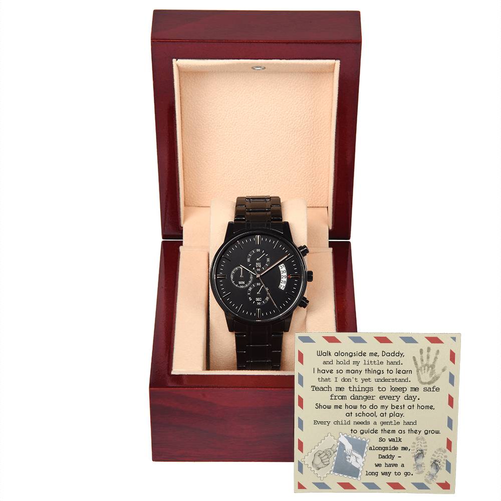 Black Chronograph Watch, Gift for Bonus Dad, Gift For Bonus Father, Gift For Birthday, Father's Day Gift