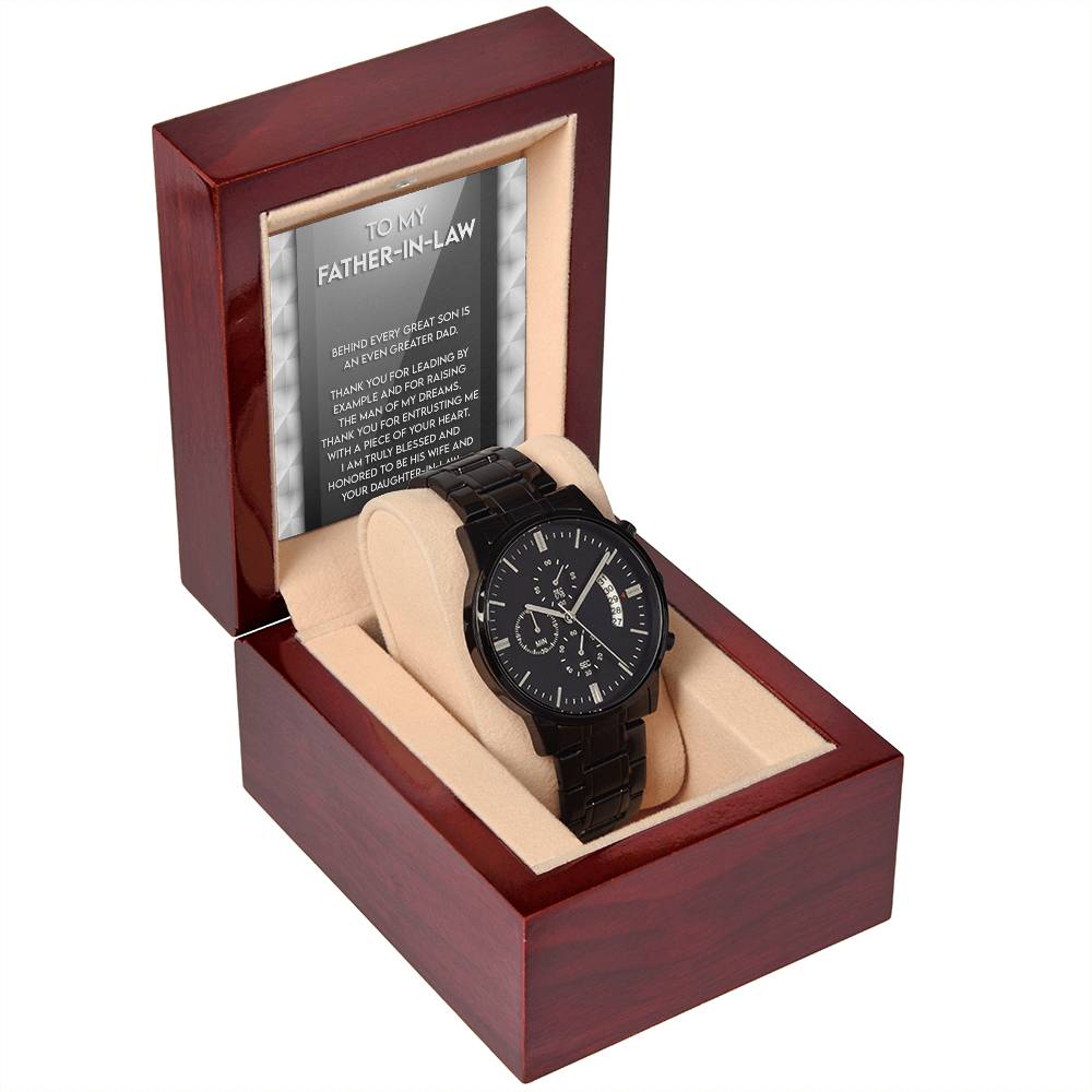 Black Chronograph Watch Gift For Father-in-Law,  Birthday Gift, Father's Day Gift