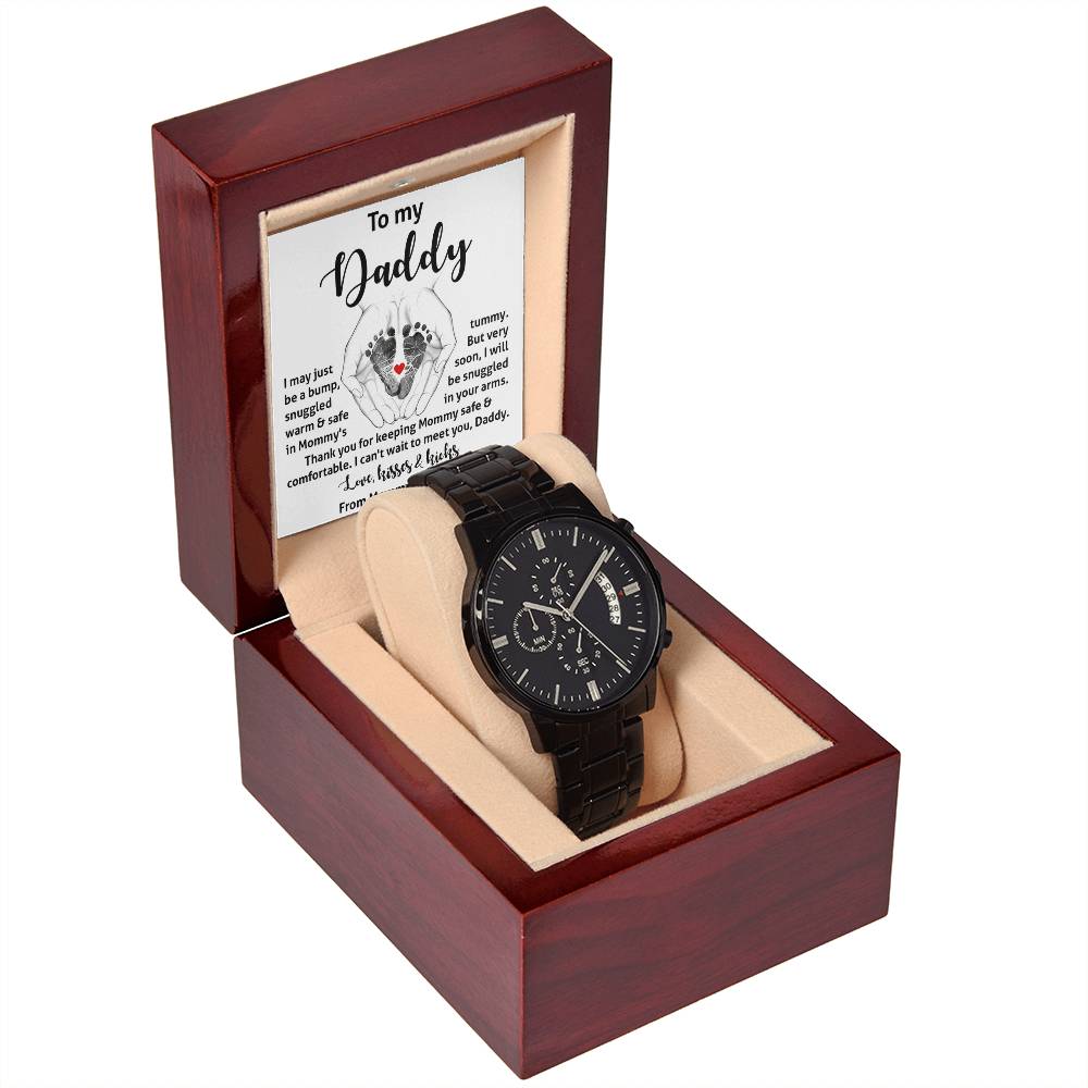 Black Chronograph Watch Gift For Daddy tobe, Gift for Father to be, Father's Day Gift