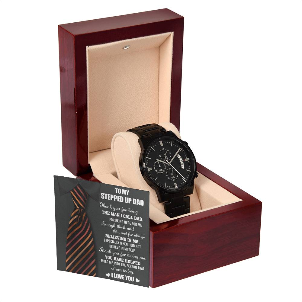 Black Chronograph Watch  Gift for Stepped Up Dad, Birthday Gift, Father's Day Gift