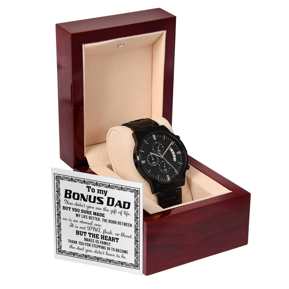 Black Chronograph Watch Gift For Bonus Dad, Gift for Bonus Father, Birthday , Father's Day Gift