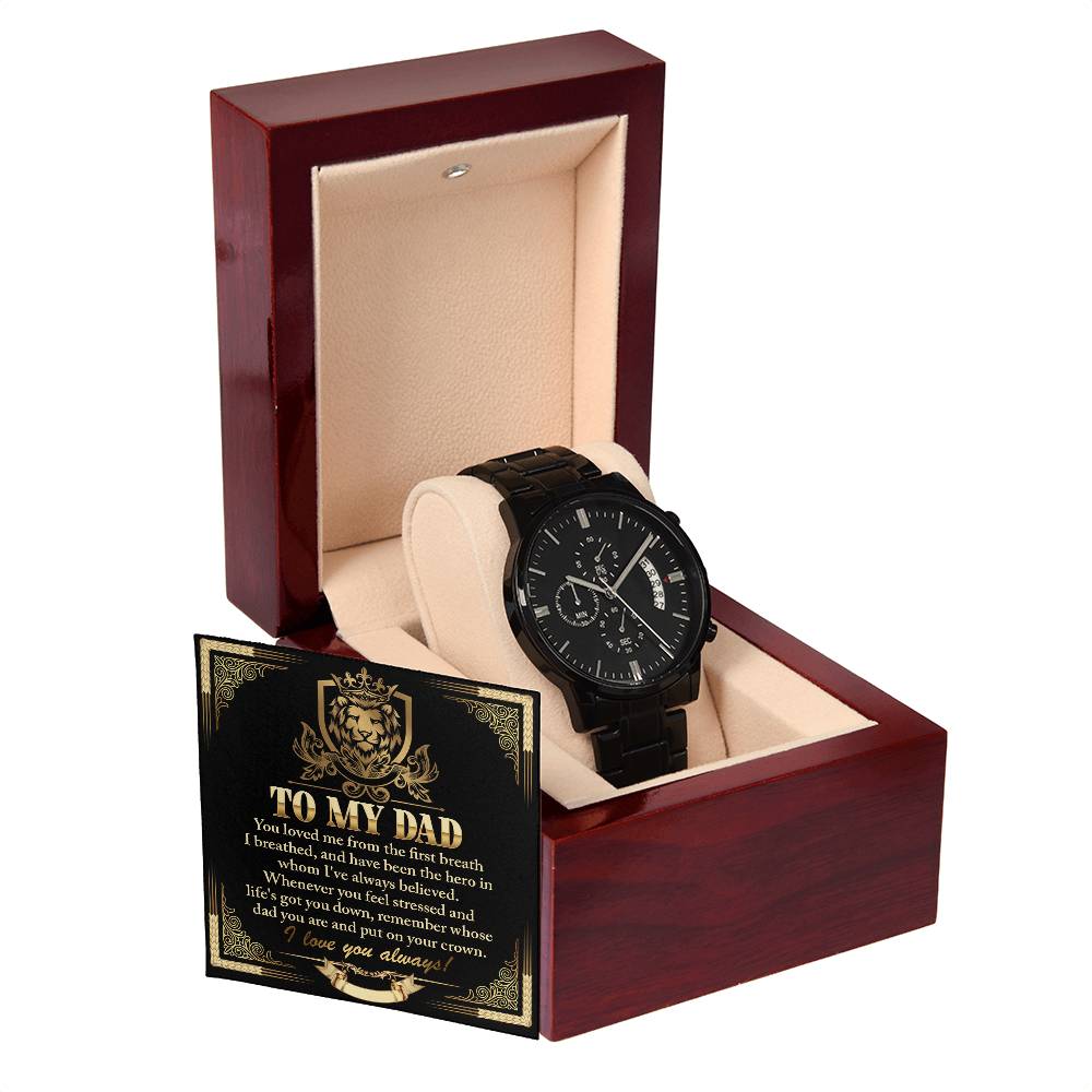 Black Chronograph Watch  gift for Dad, Gift  for Father, Birthday Gift, Father's Day Gift