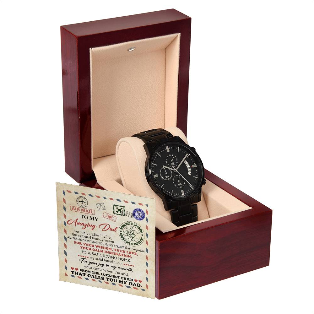 Black Chronograph Watch, Gift for Dad, Gift For Father, Father's Day Gift