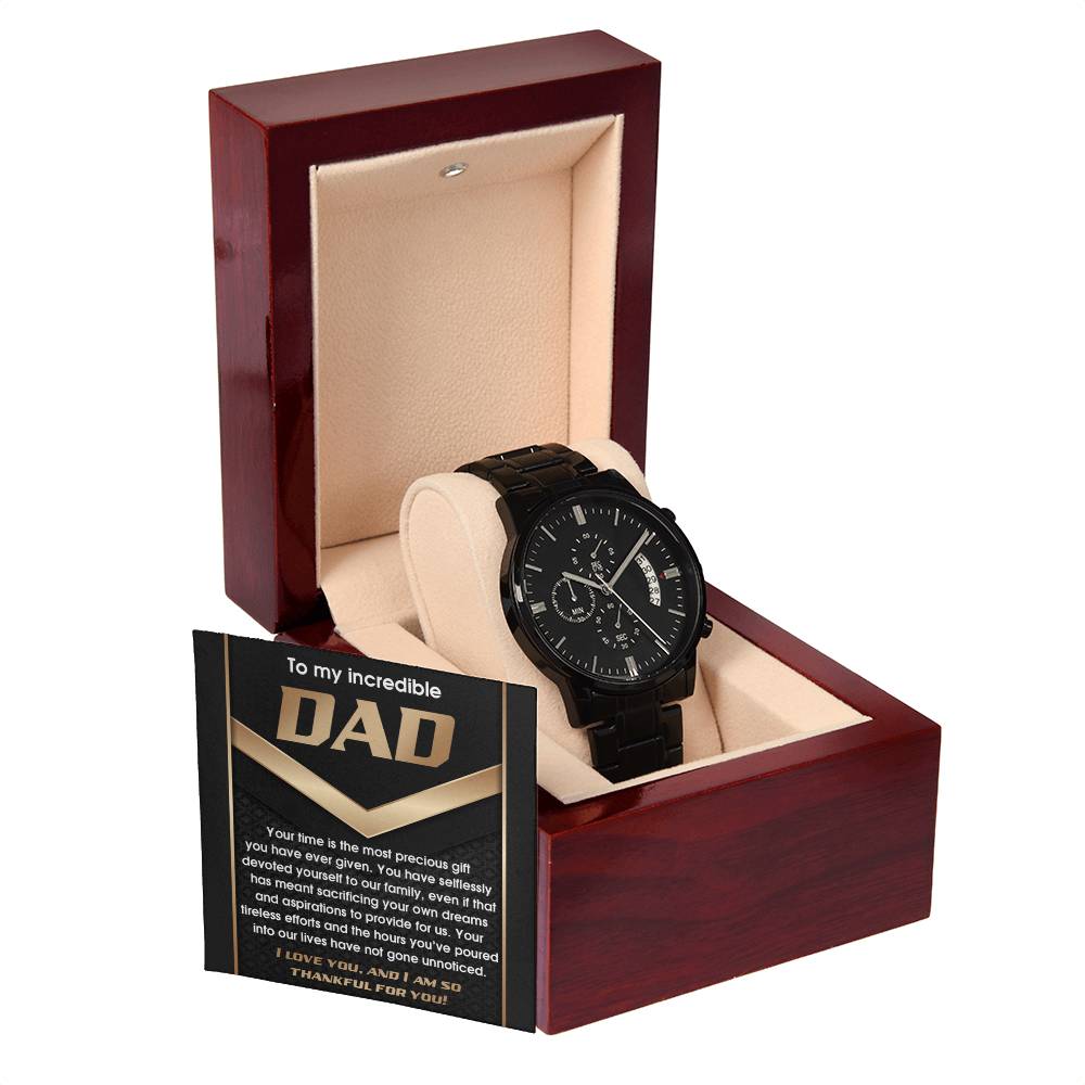 Black Chronograph Watch  Gift for Dad, Gift for Father, Gift for Birthday, Father's Day Gift