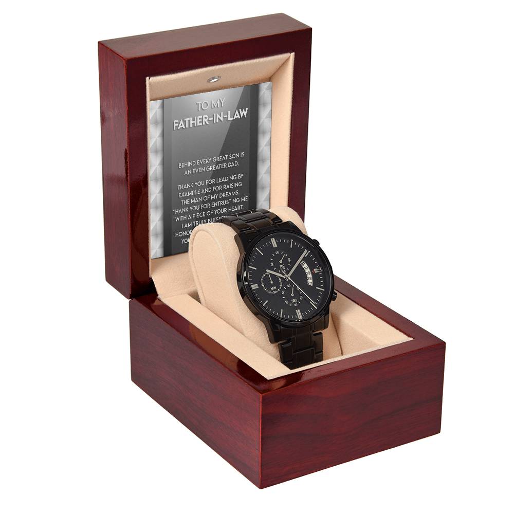 Black Chronograph Watch gift for Father In Law , Gift For Father's Day,