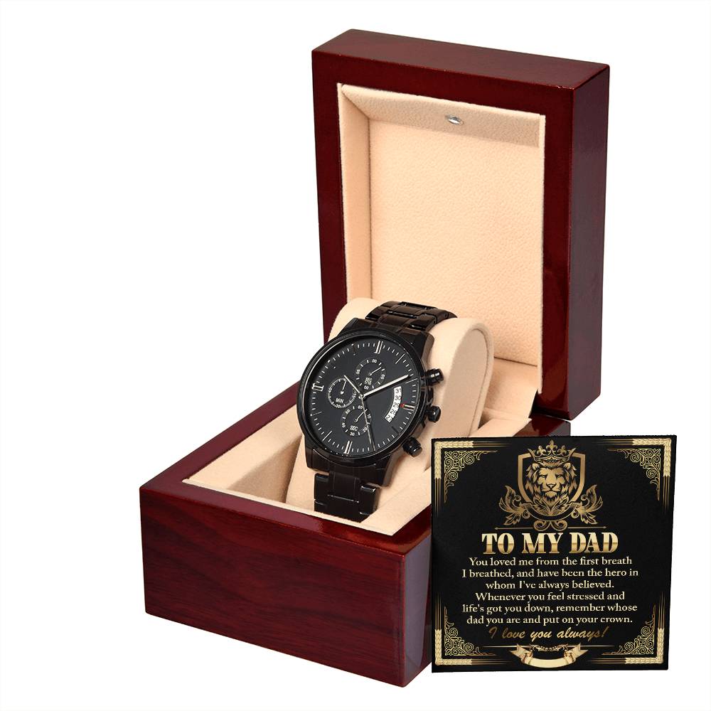 Black Chronograph Watch  gift for Dad, Gift  for Father, Birthday Gift, Father's Day Gift