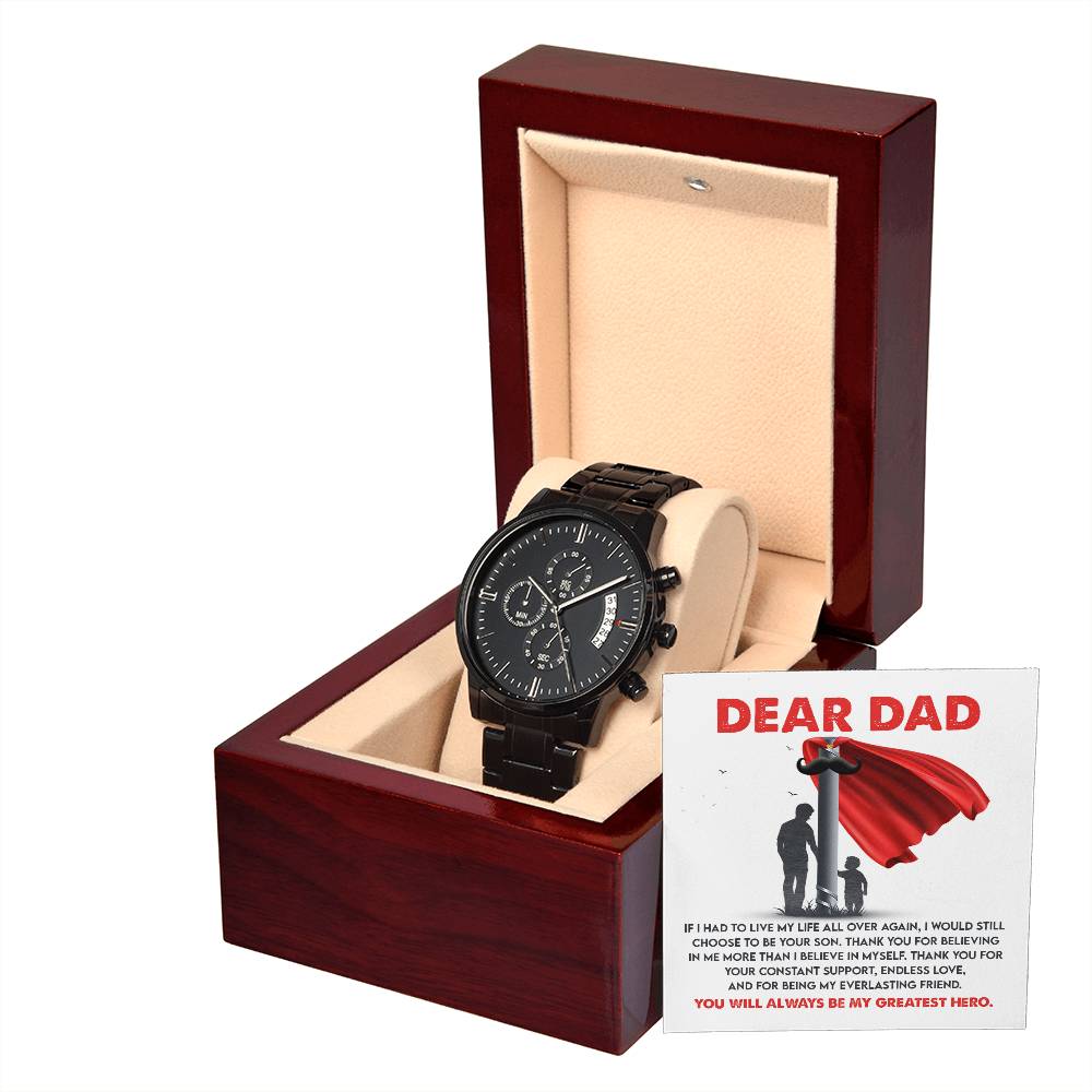 Black Chronograph Watch  gift for dad, Gift  for Father, Birthday Gift, Father's Day Gift