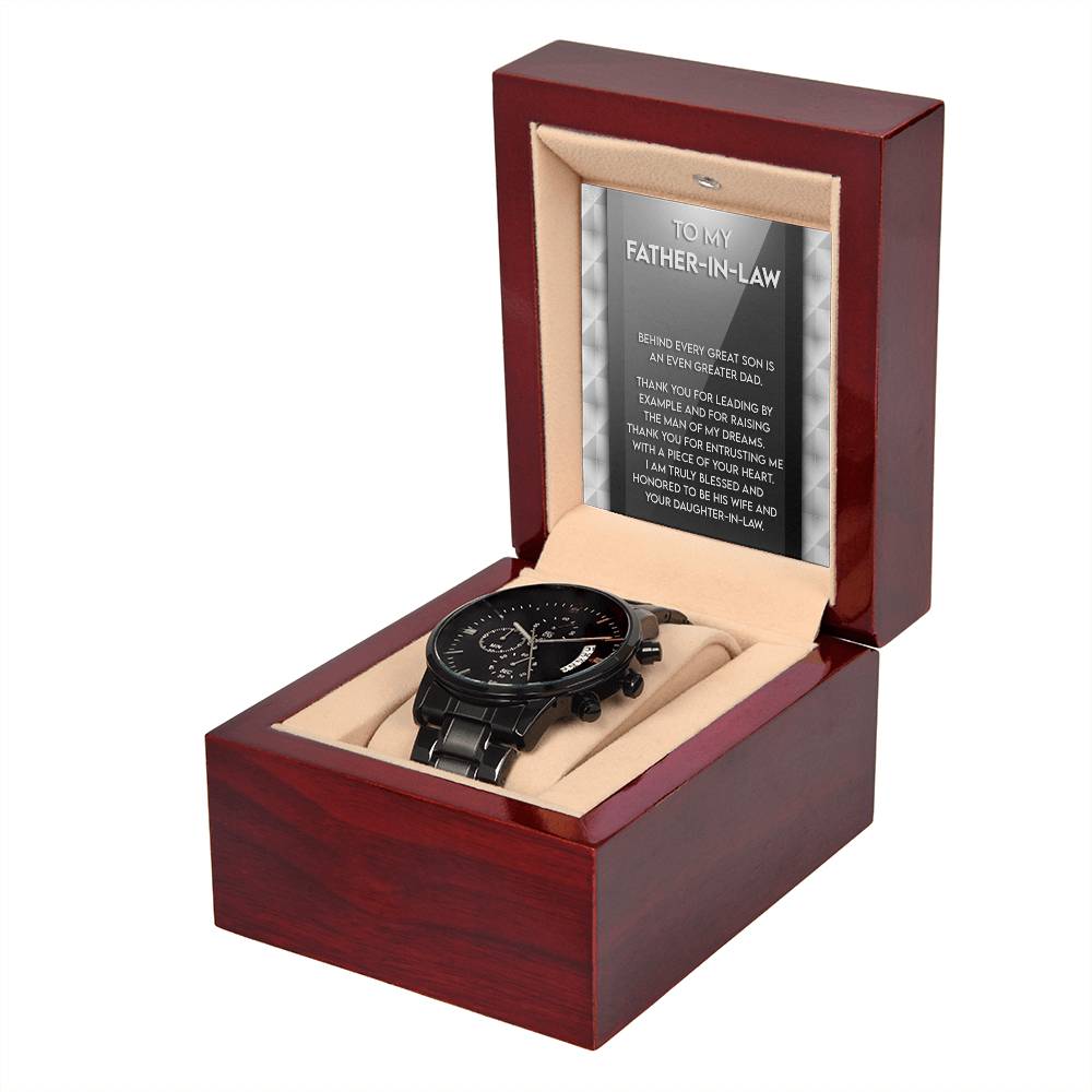 Black Chronograph Watch Gift For Father-in-Law,  Birthday Gift, Father's Day Gift