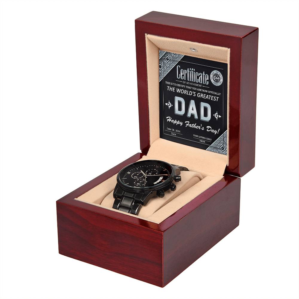 Black Chronograph Watch Gift for Dad, Gift for Father, Father's Day Gift