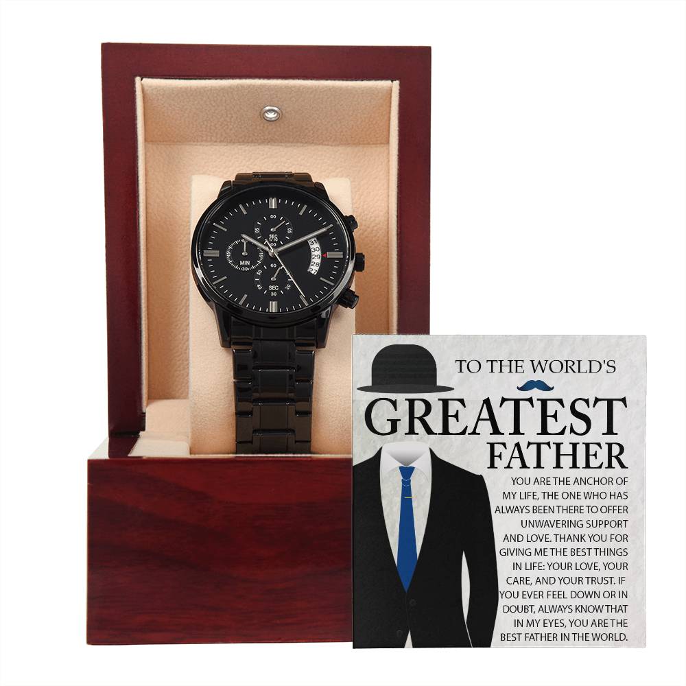 Black Chronograph Watch, Gift For Dad, Gift For Father, Birthday Gift, Father's Day Gift