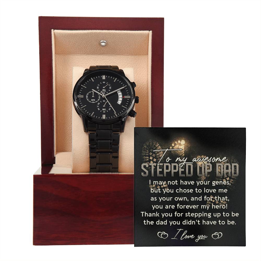 Black Chronograph Watch  Gift For Step Dad, Birthday Gift, Father's Day Gift