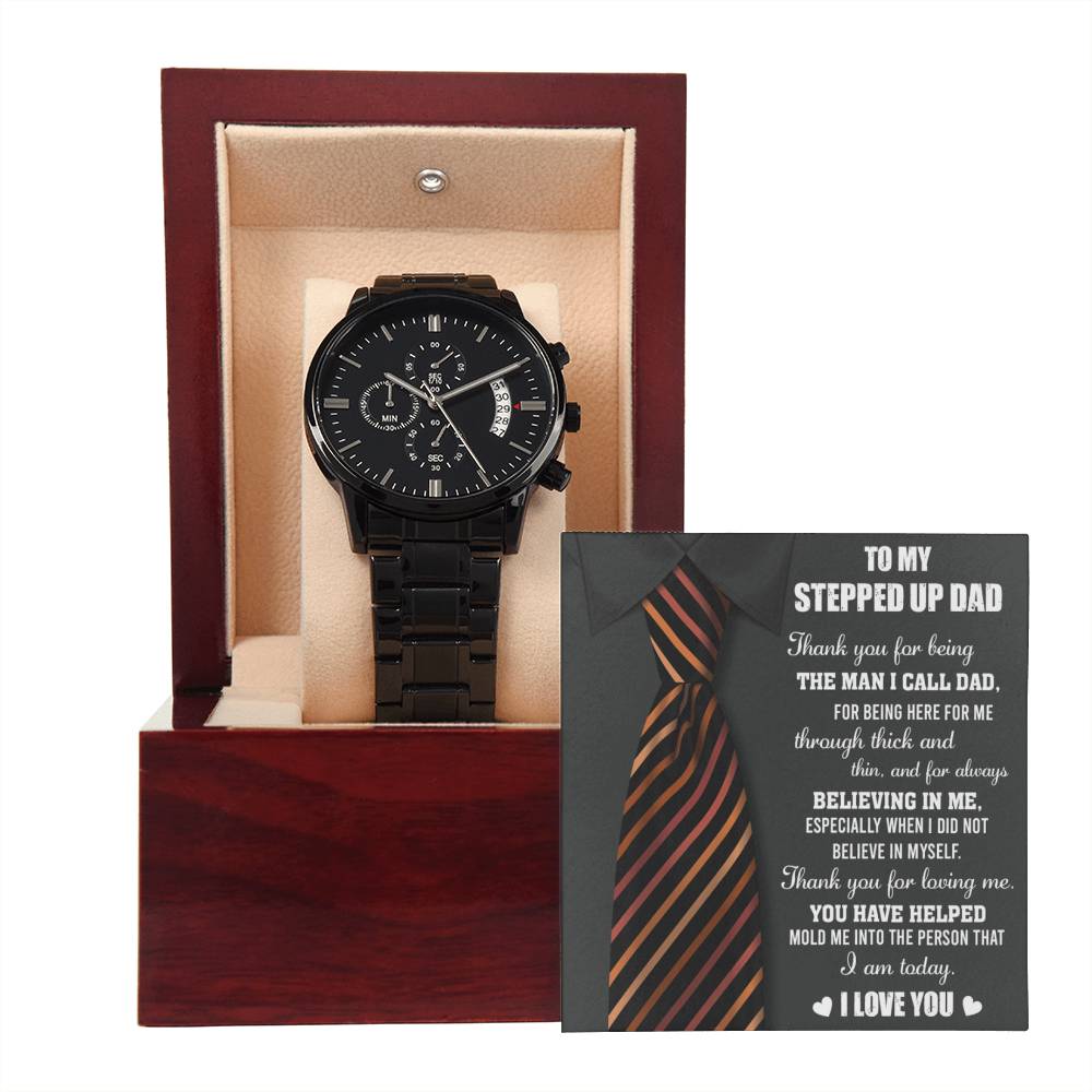 Black Chronograph Watch  Gift for Stepped Up Dad, Birthday Gift, Father's Day Gift