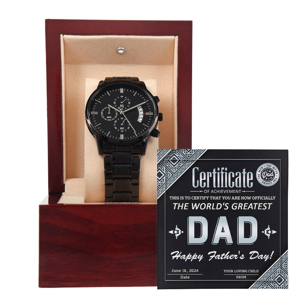 Black Chronograph Watch Gift for Dad, Gift for Father, Father's Day Gift