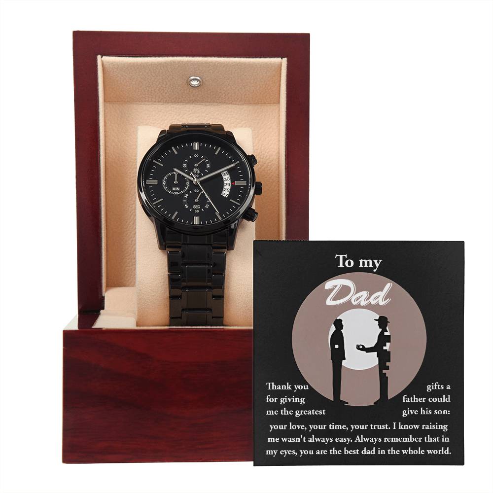 Black Chronograph Watch, Gift For Dad, Gift For Father, Birthday Gift, Father's Day Gift