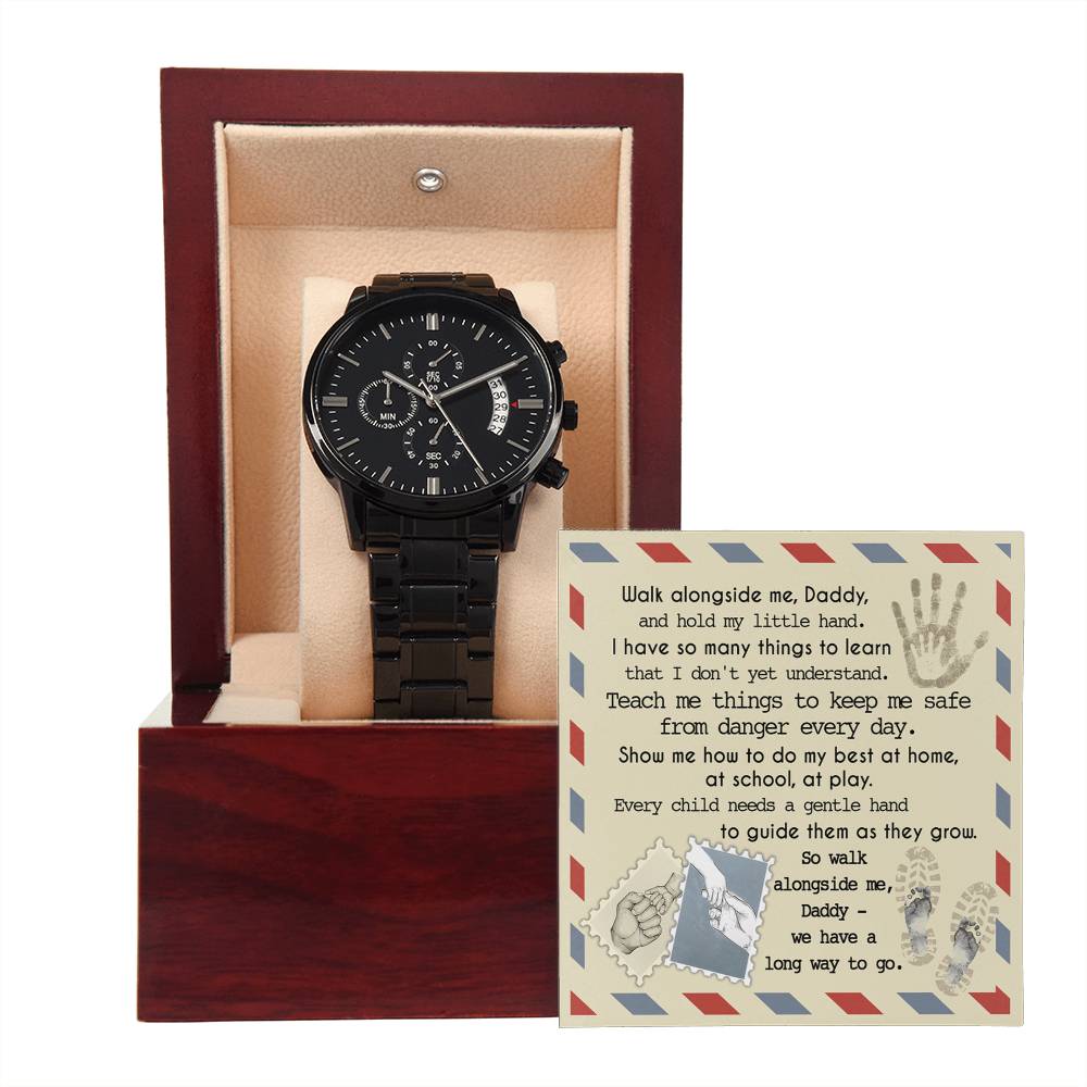 Black Chronograph Watch, Gift for Bonus Dad, Gift For Bonus Father, Gift For Birthday, Father's Day Gift