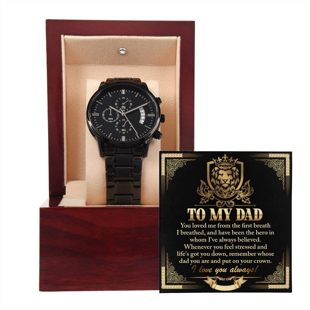 Black Chronograph Watch  gift for Dad, Gift  for Father, Birthday Gift, Father's Day Gift