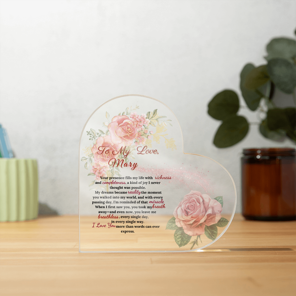 Words of Love: A Heartfelt Acrylic Keepsake  Gift for  Wife,Gift for Soulmate