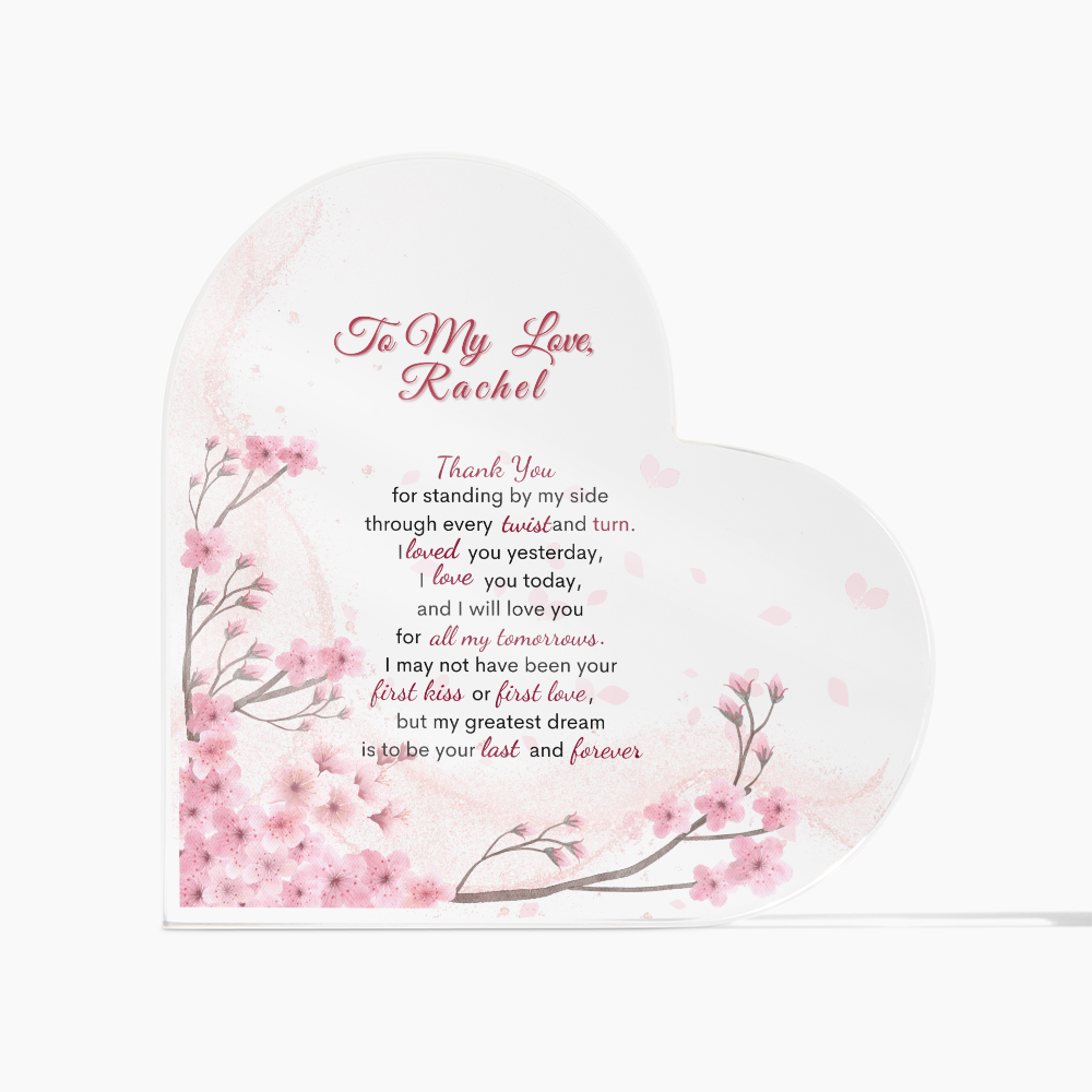 Endless Love: Cherry Blossom Heart Plaque. Personalized Gift For wife, Gift For soulmate