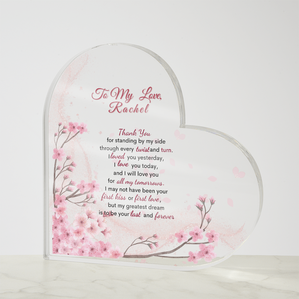 Endless Love: Cherry Blossom Heart Plaque. Personalized Gift For wife, Gift For soulmate