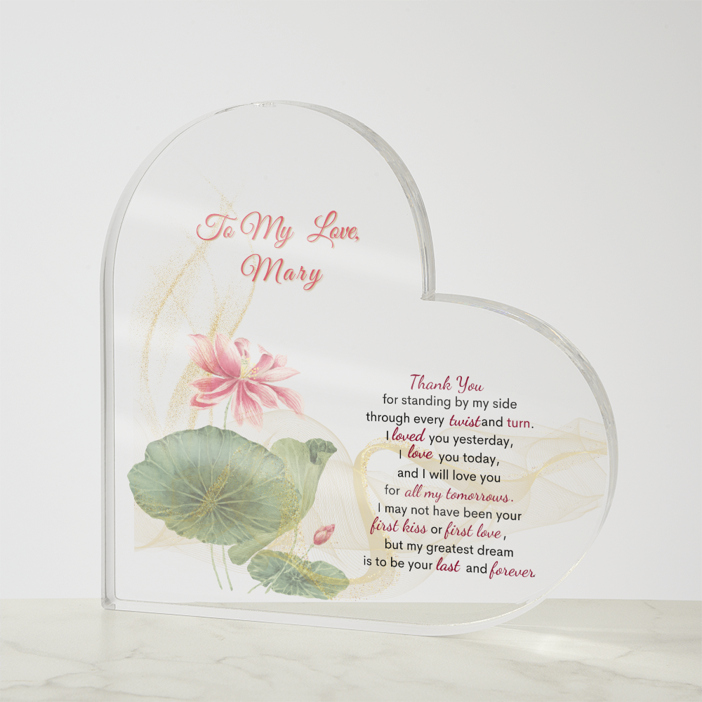 To My Love: A Timeless Heart Acrylic Keepsake. Gift for Wife, for Soulmate.