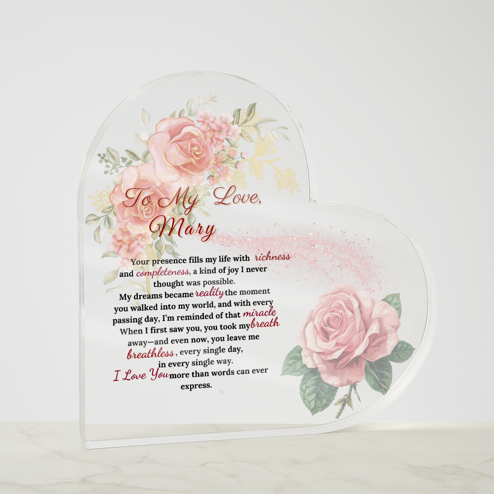 Words of Love: A Heartfelt Acrylic Keepsake  Gift for  Wife,Gift for Soulmate