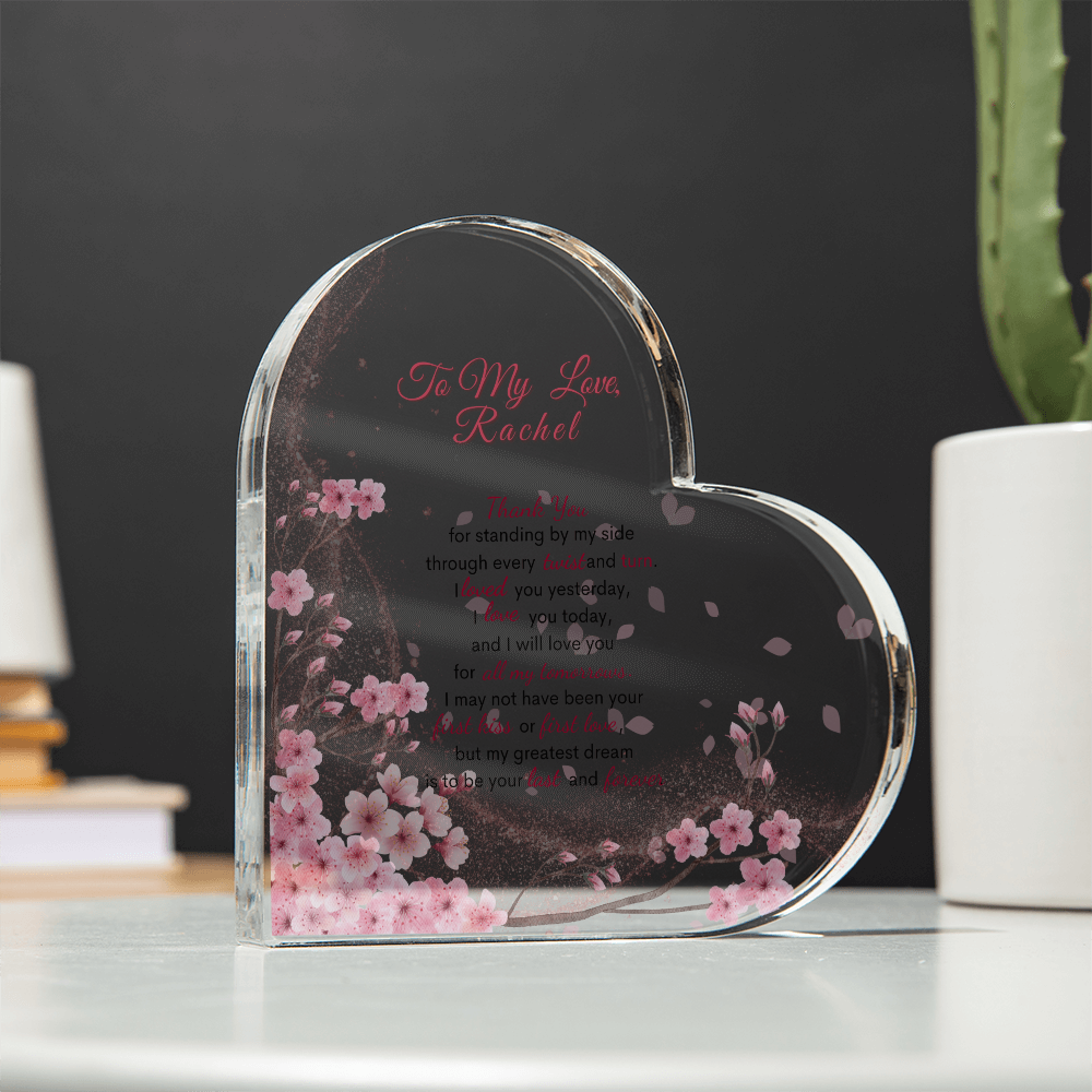 Endless Love: Cherry Blossom Heart Plaque. Personalized Gift For wife, Gift For soulmate