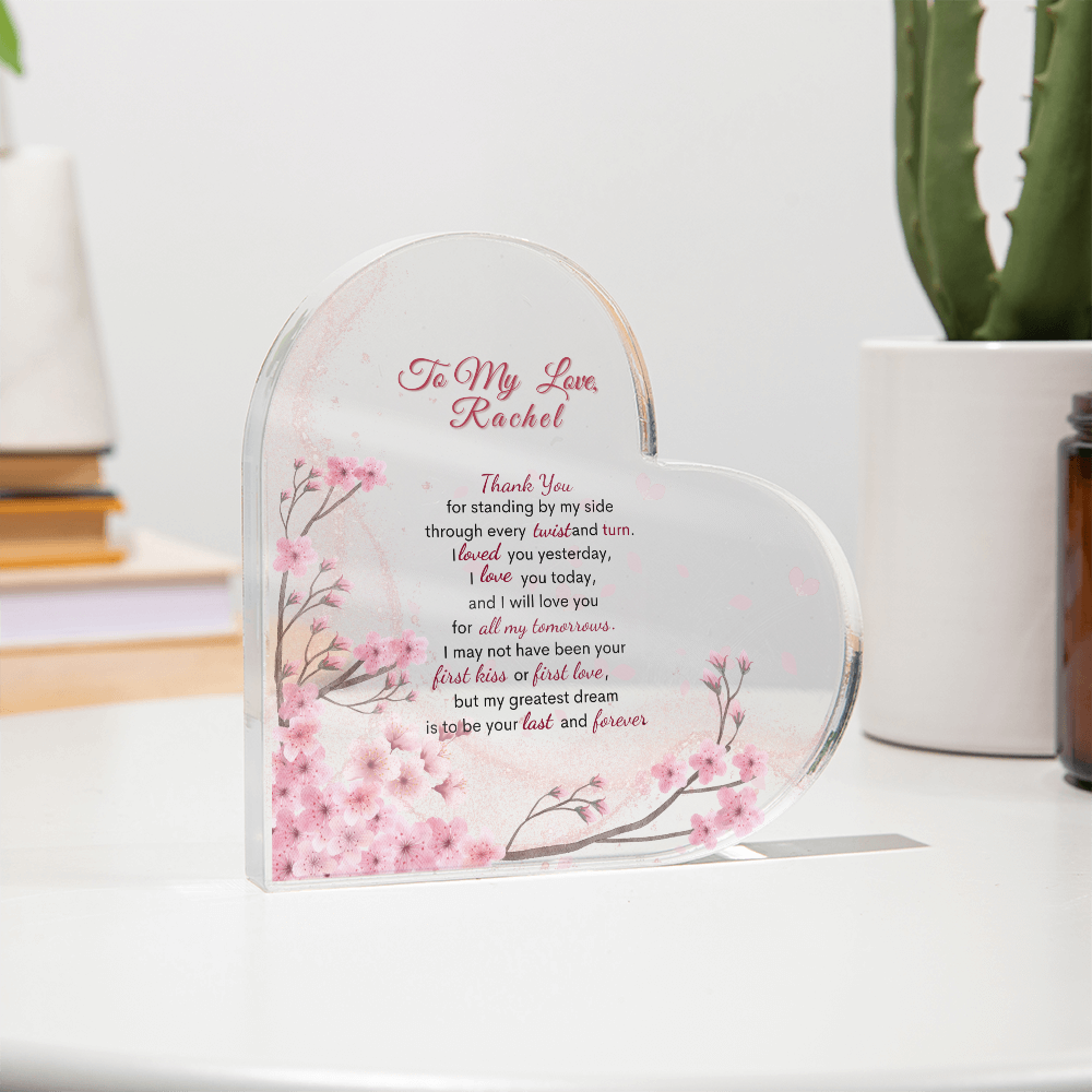 Endless Love: Cherry Blossom Heart Plaque. Personalized Gift For wife, Gift For soulmate