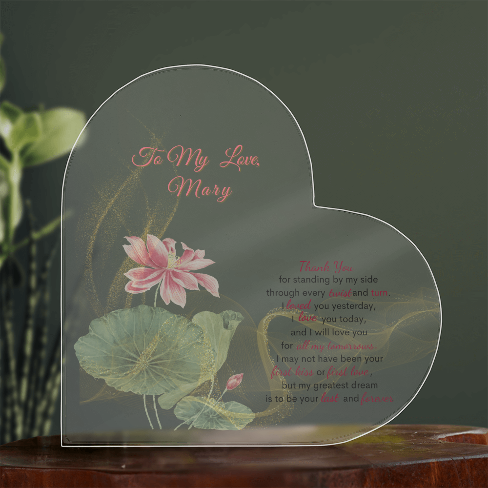 To My Love: A Timeless Heart Acrylic Keepsake. Gift for Wife, for Soulmate.