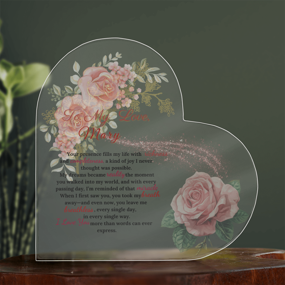 Words of Love: A Heartfelt Acrylic Keepsake  Gift for  Wife,Gift for Soulmate