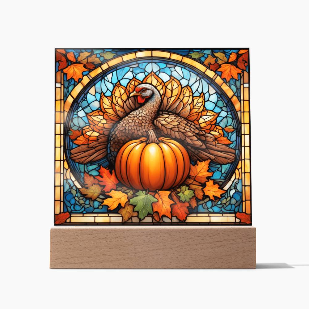 Turkey Time - Thanksgiving Theme Home Decor -Acrylic Square Plaque