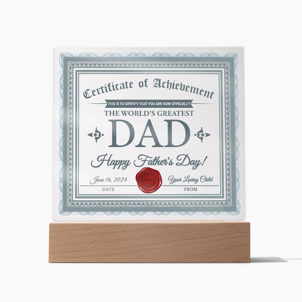 Square Acrylic Plaque Gift for Dad, Gift for Father, Father's Day Gift